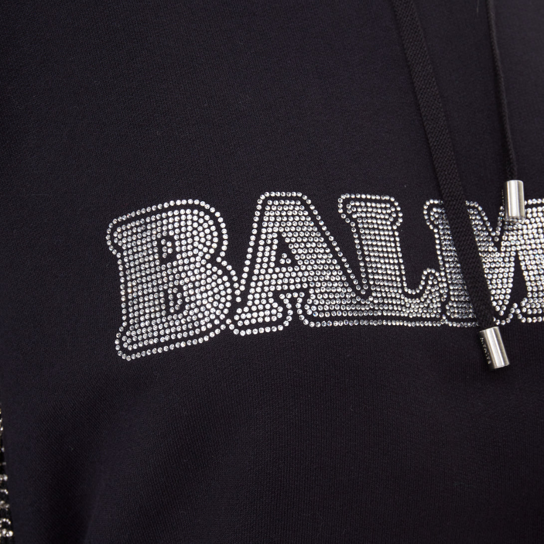 Women's Balma crystal logo embellished fringe cropped hoodie