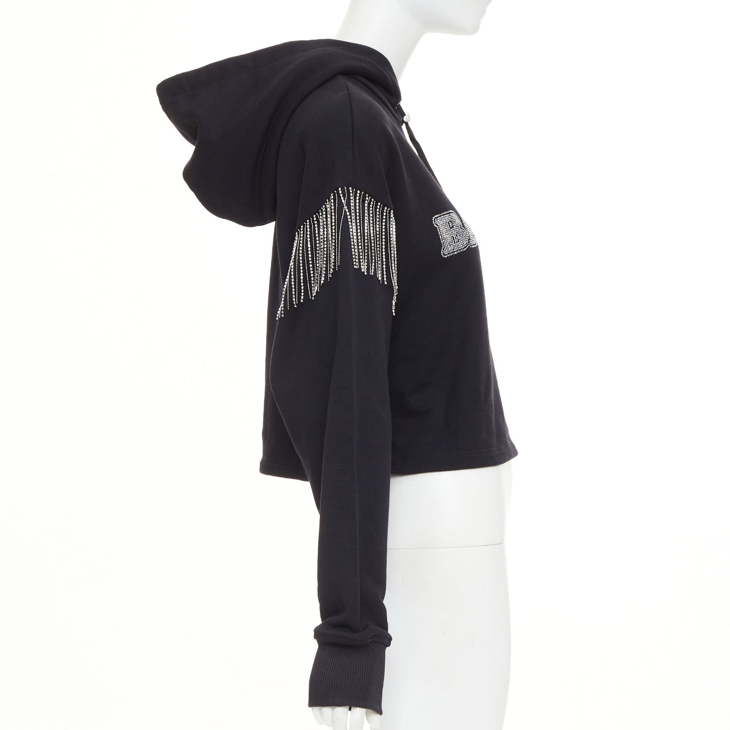 Women's Balma crystal logo embellished fringe cropped hoodie