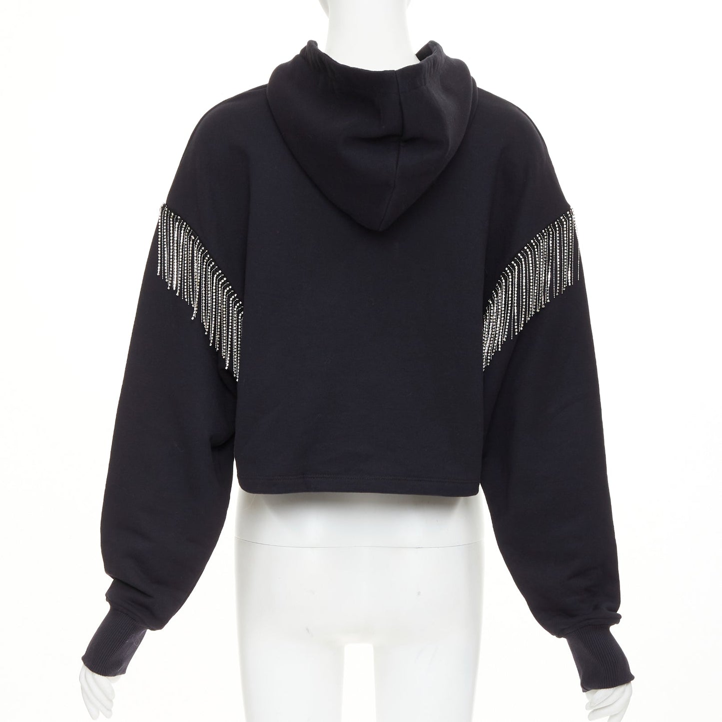 Women's Balma crystal logo embellished fringe cropped hoodie