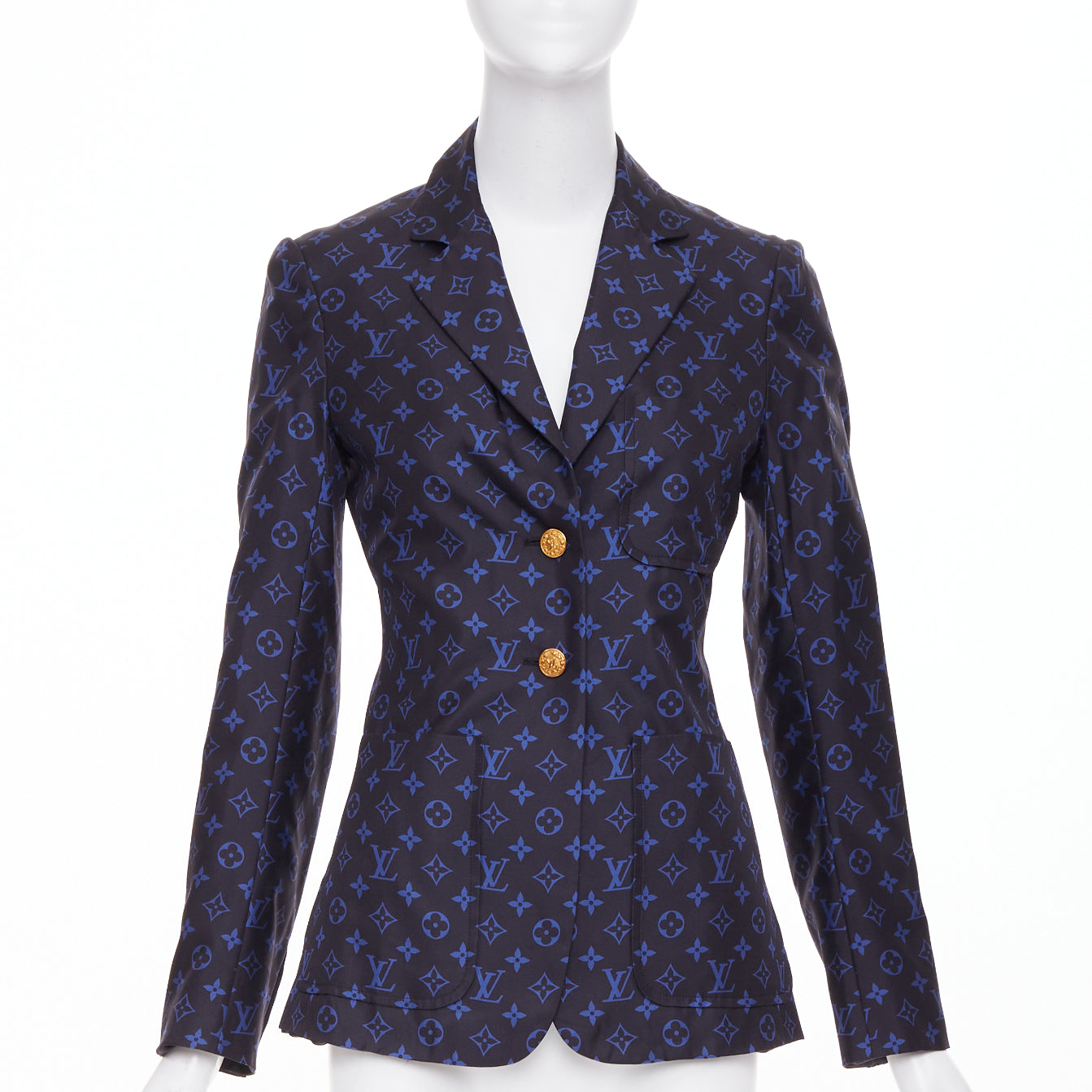 Women's Louis Vuitton lightweight silk monogram button blazer