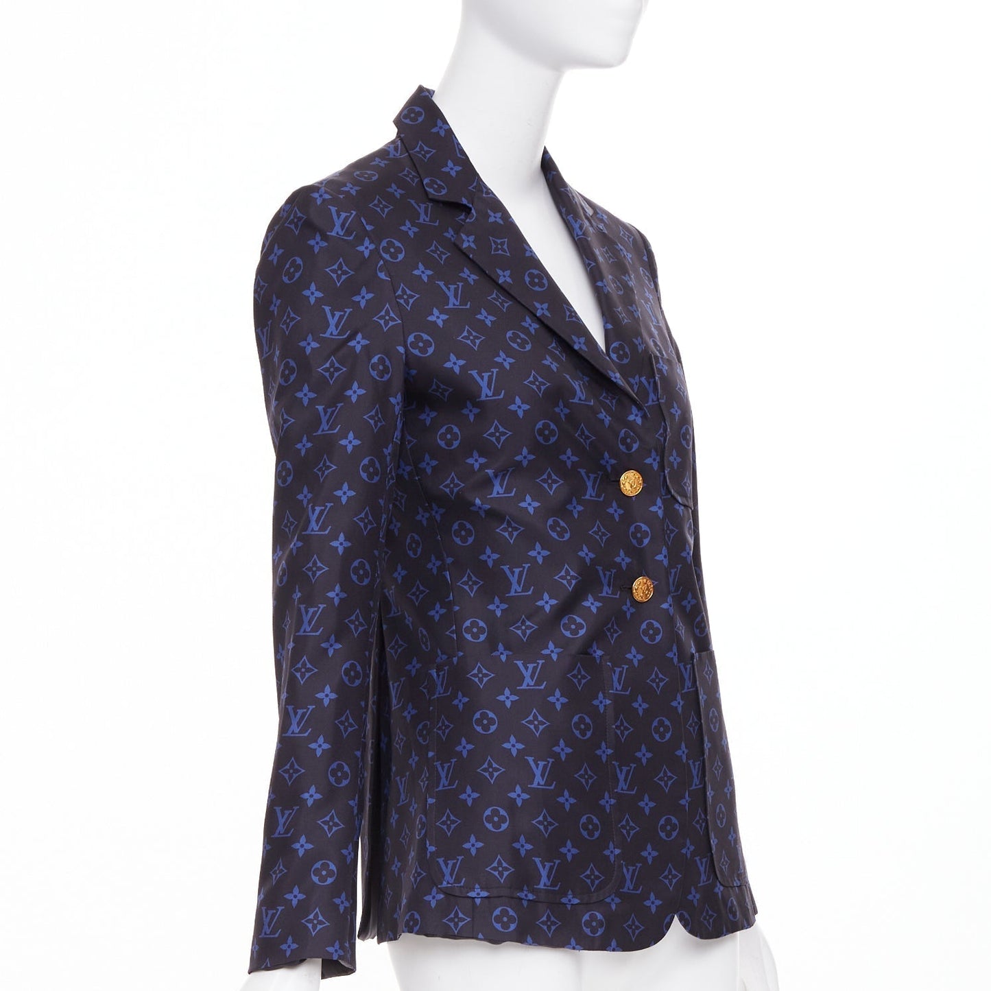 Women's Louis Vuitton lightweight silk monogram button blazer
