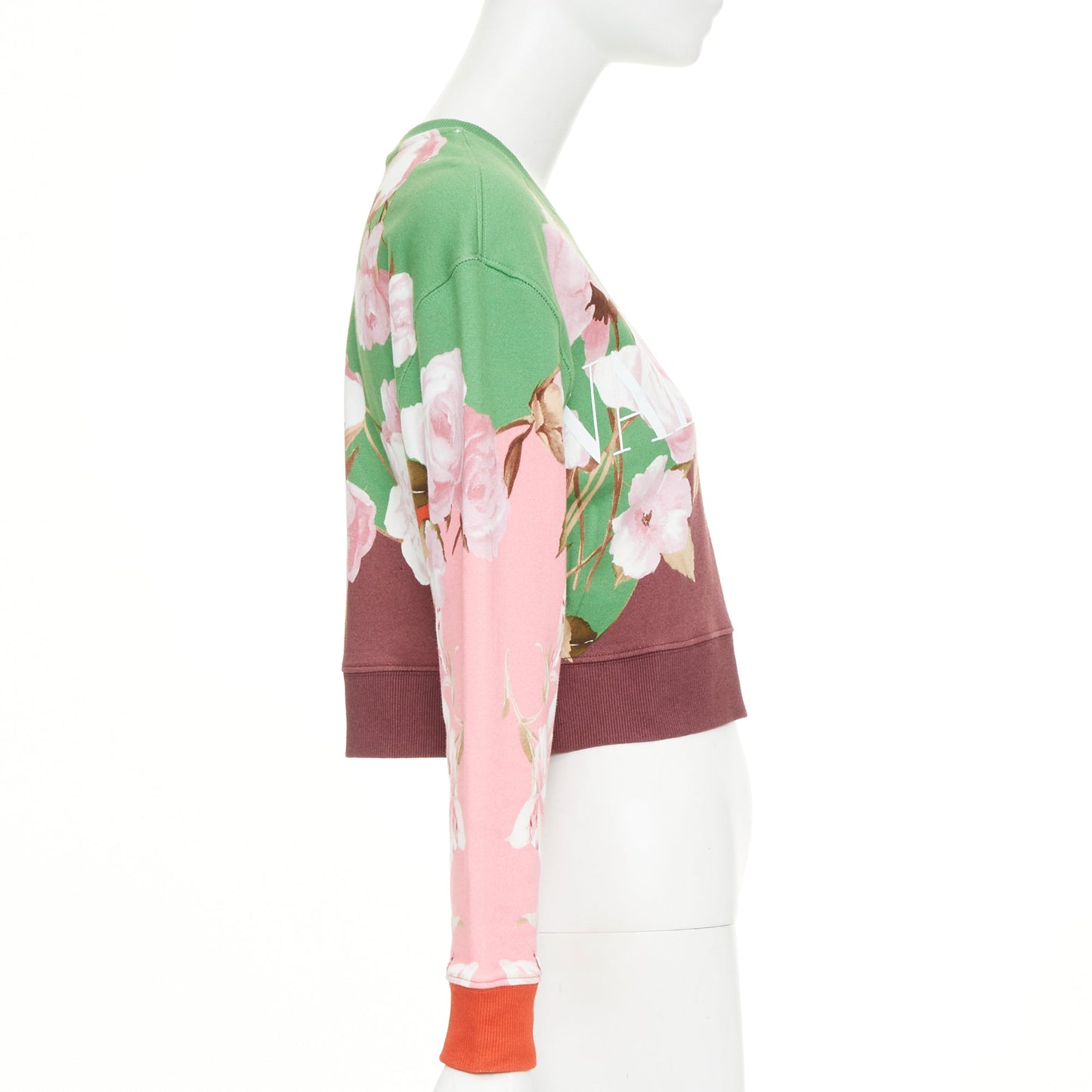 Women's Valentino logo colorblock cotton crop sweatshirt