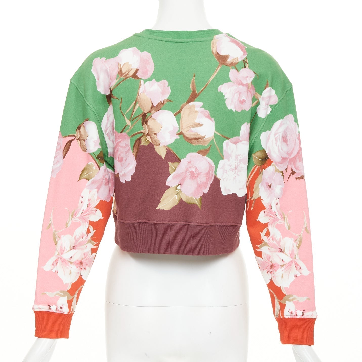 Women's Valentino logo colorblock cotton crop sweatshirt