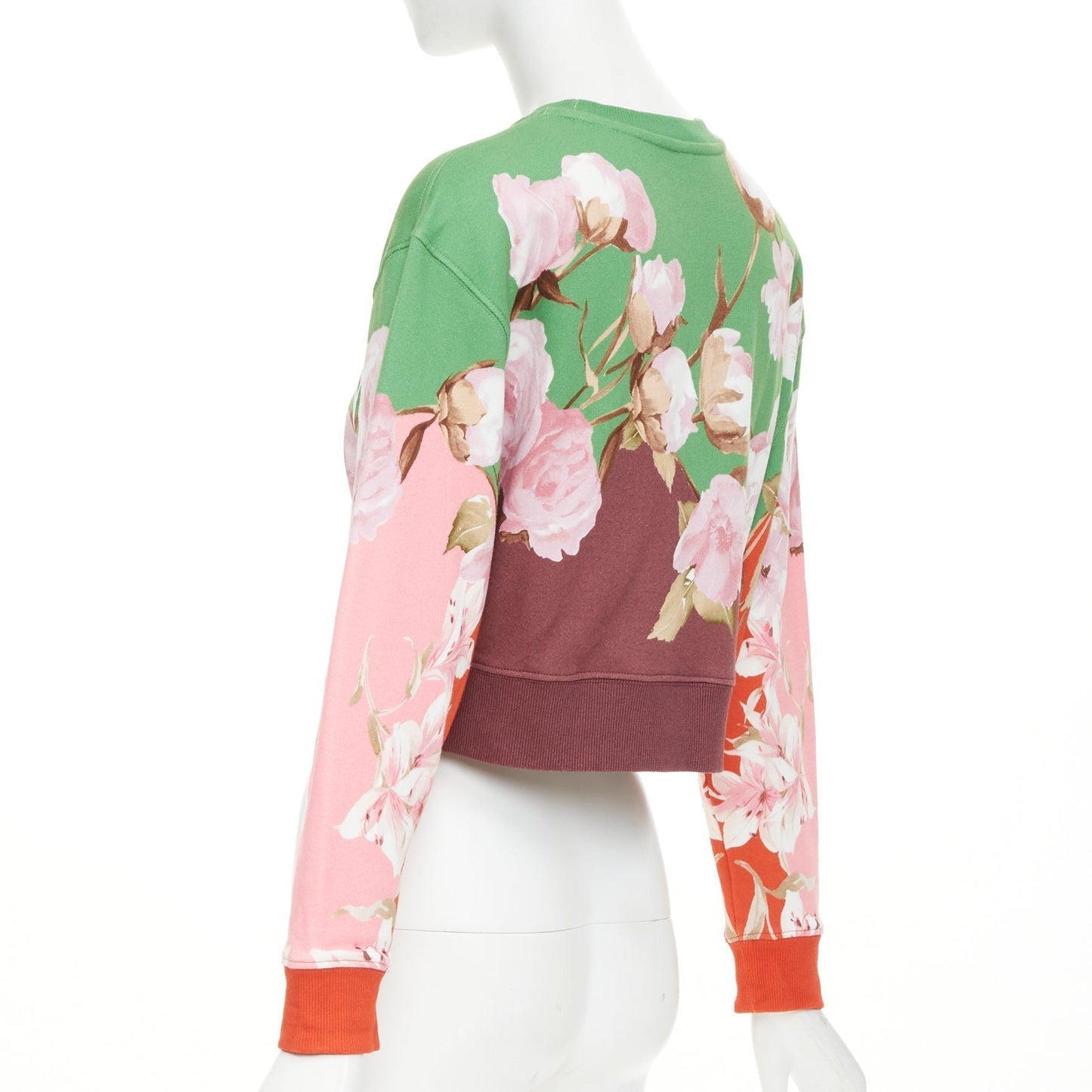 Women's Valentino logo colorblock cotton crop sweatshirt