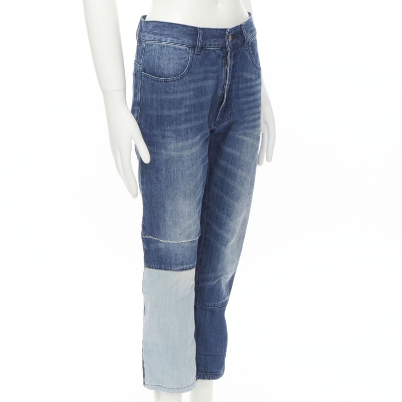 Men's Maison Margiela washed denim patchwork cropped jeans