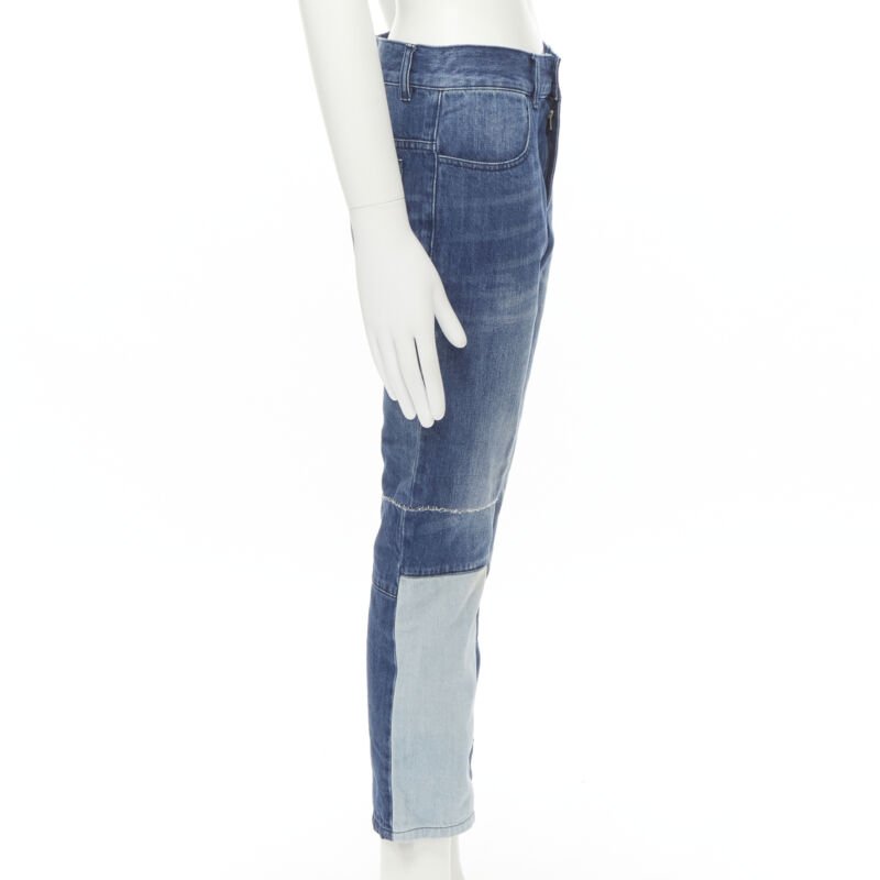 Men's Maison Margiela washed denim patchwork cropped jeans