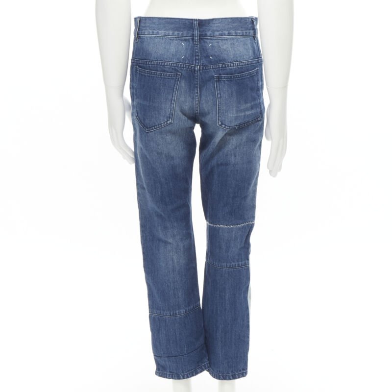 Men's Maison Margiela washed denim patchwork cropped jeans