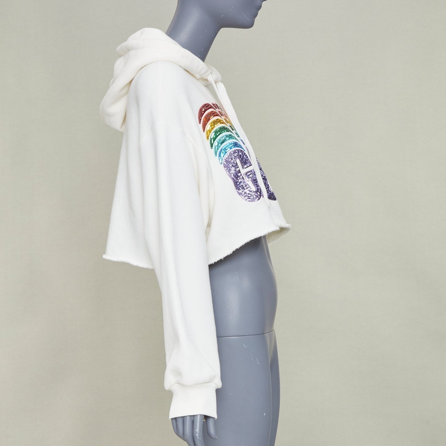 Women's Gucci Rainbow Sequin Logo cropped hoodie