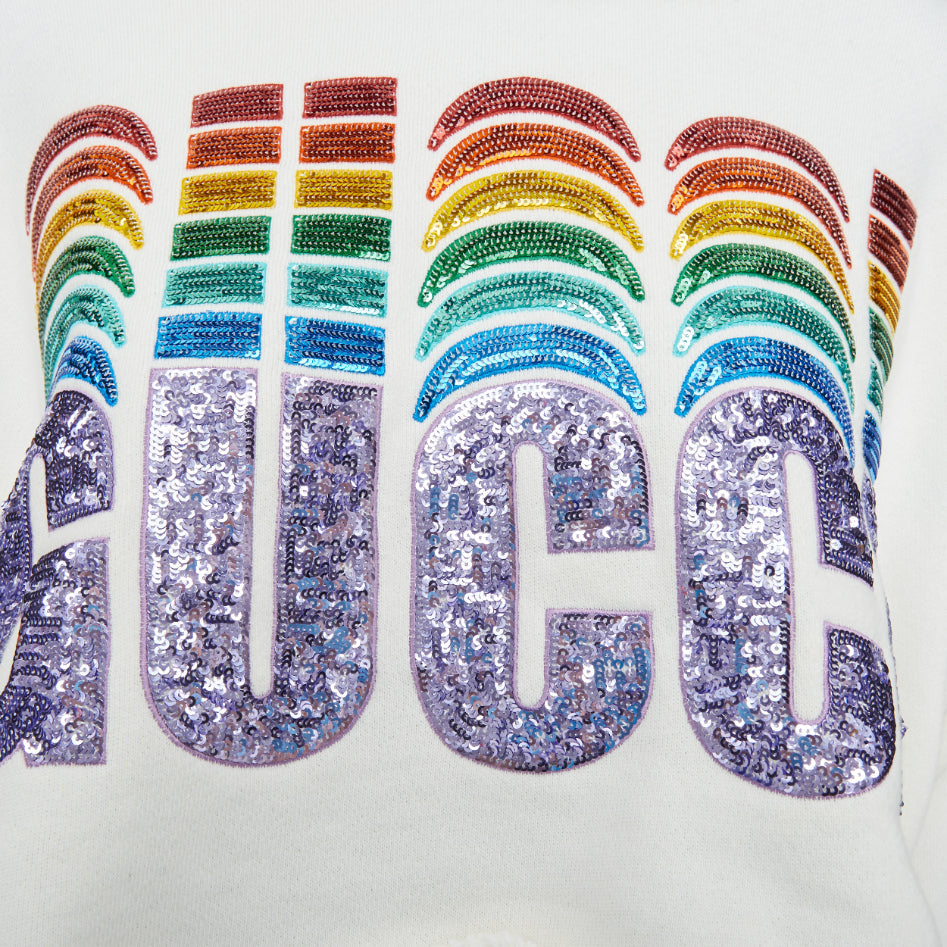 Women's Gucci Rainbow Sequin Logo cropped hoodie
