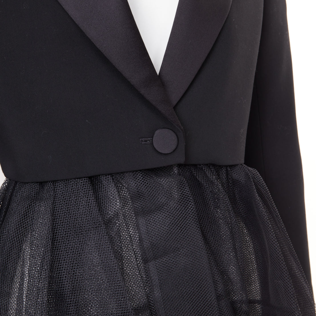 Women's Alexander McQueen wool peplum tulle tuxedo blazer