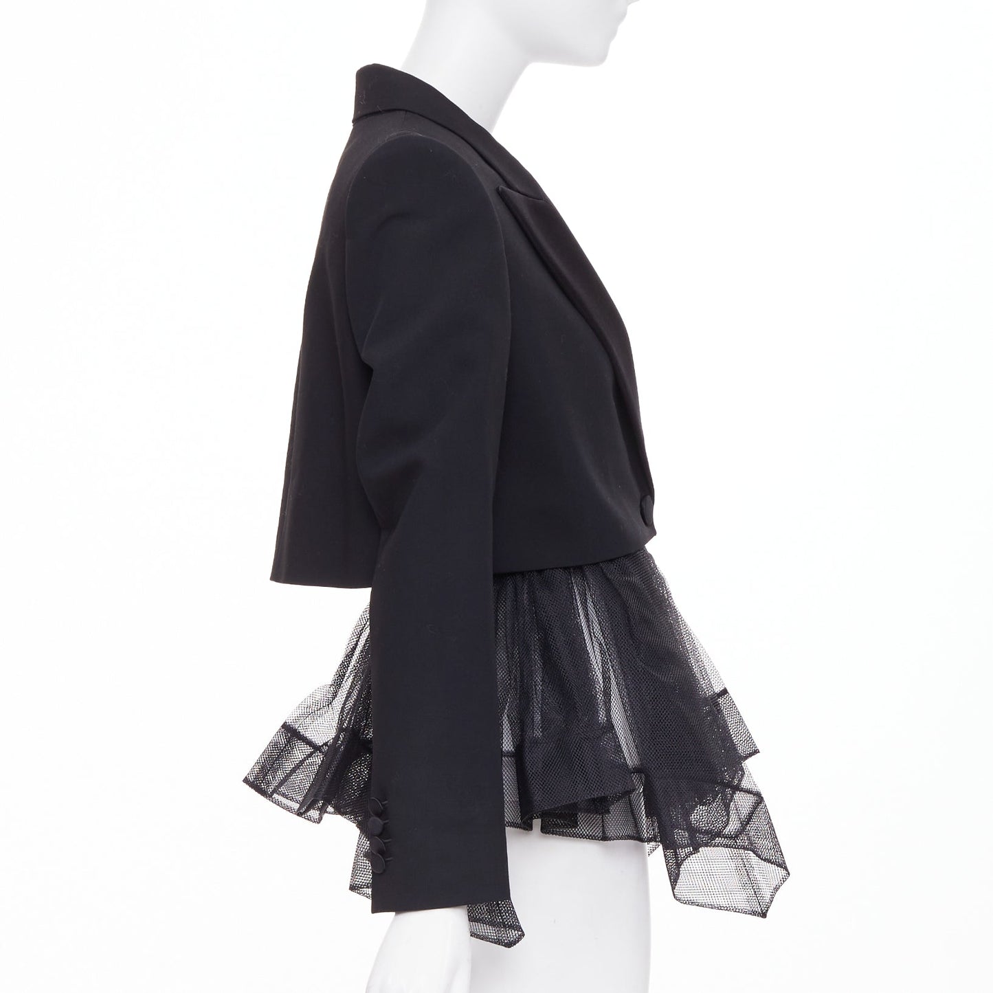 Women's Alexander McQueen wool peplum tulle tuxedo blazer