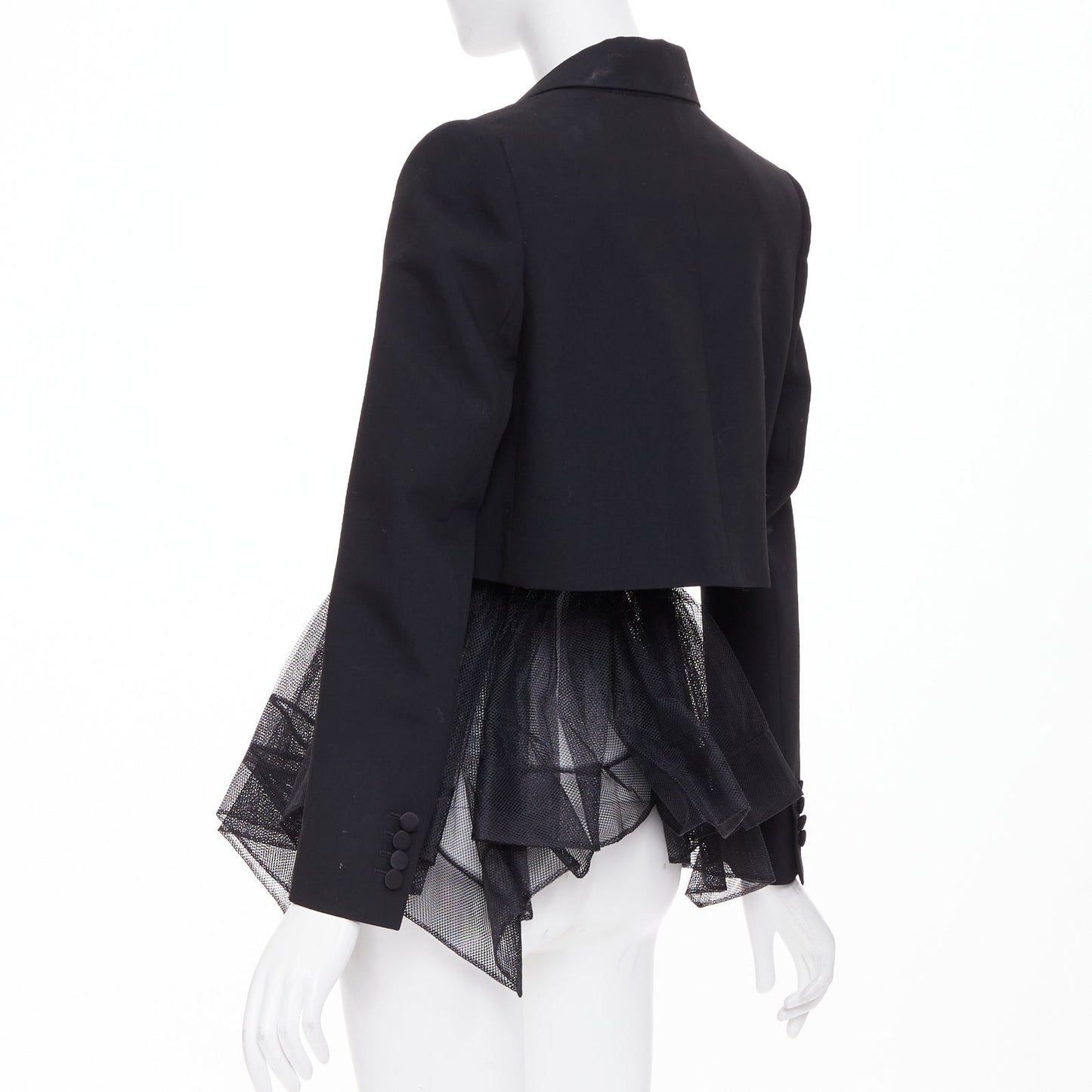 Women's Alexander McQueen wool peplum tulle tuxedo blazer