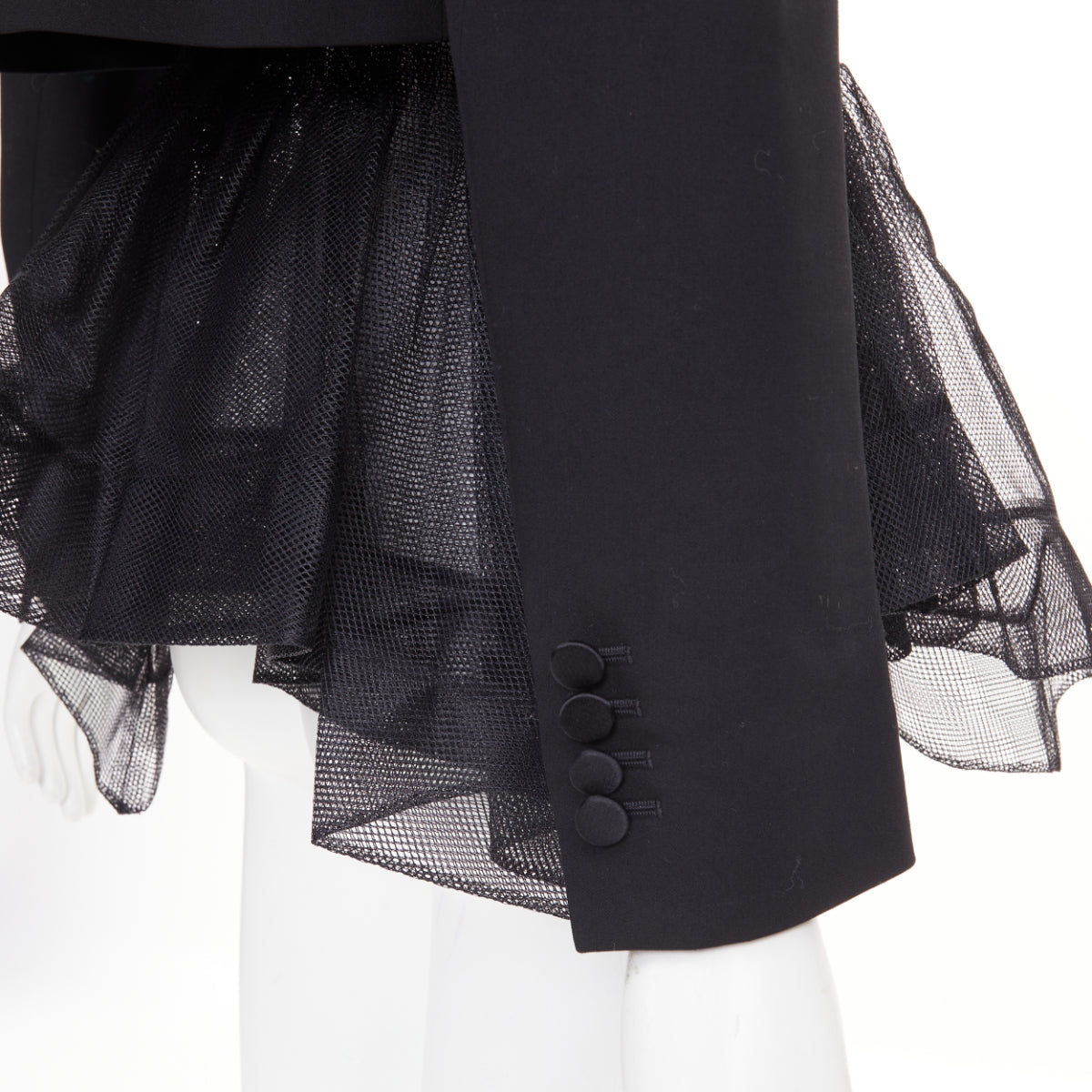Women's Alexander McQueen wool peplum tulle tuxedo blazer