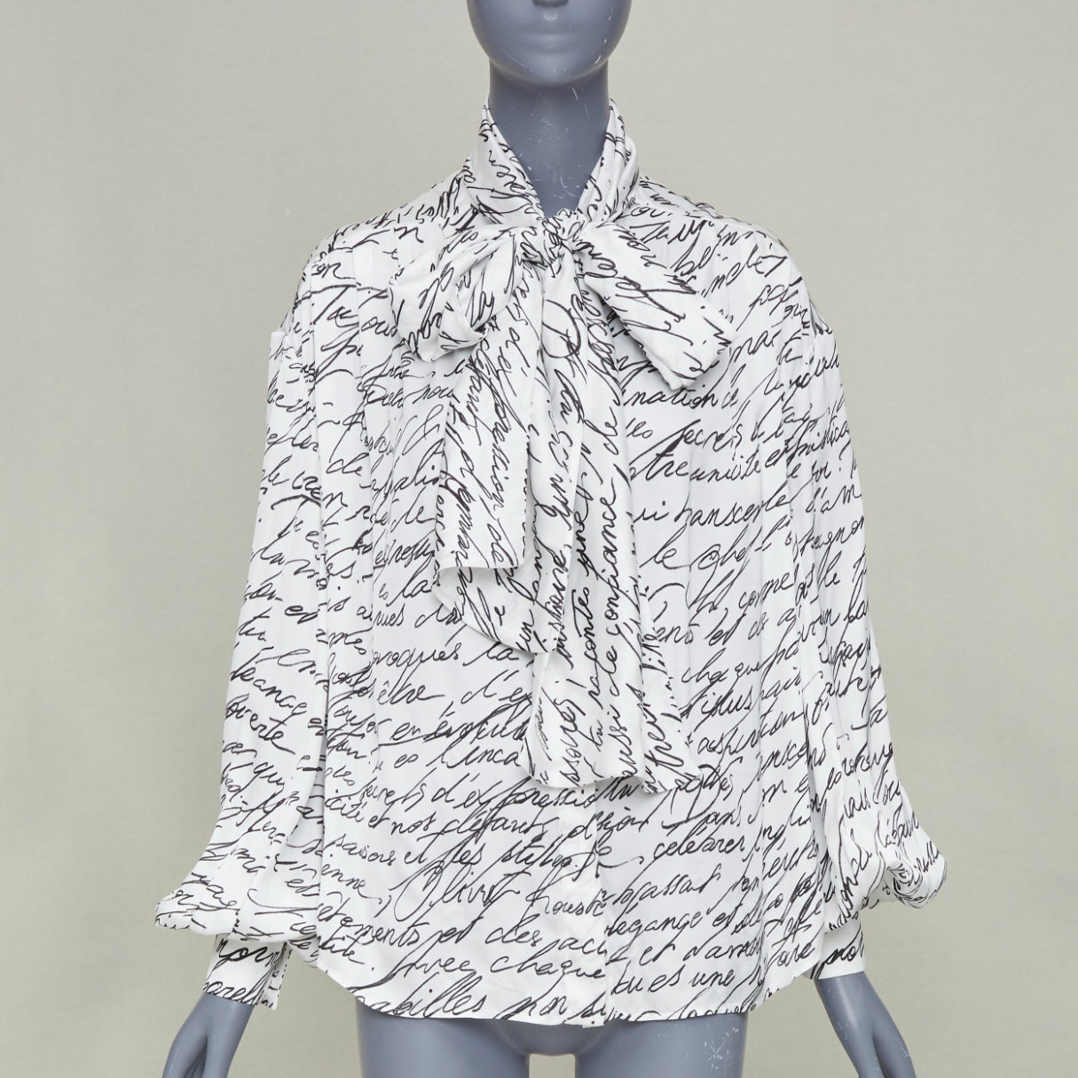Women's Balmain Love Letter Print pussybow blouse