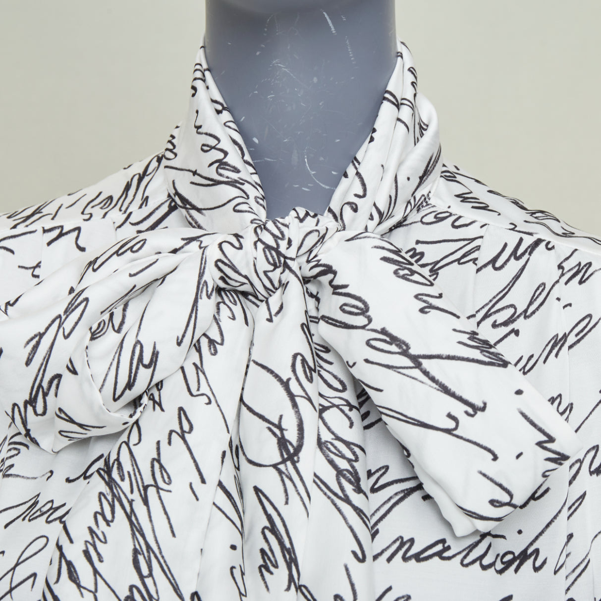 Women's Balmain Love Letter Print pussybow blouse