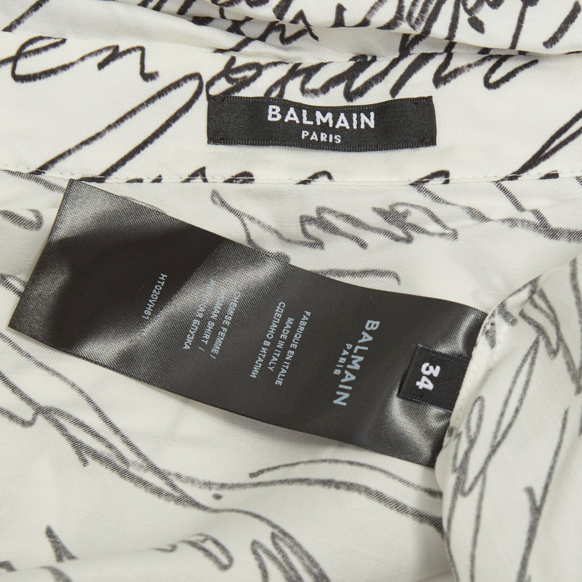 Women's Balmain Love Letter Print pussybow blouse