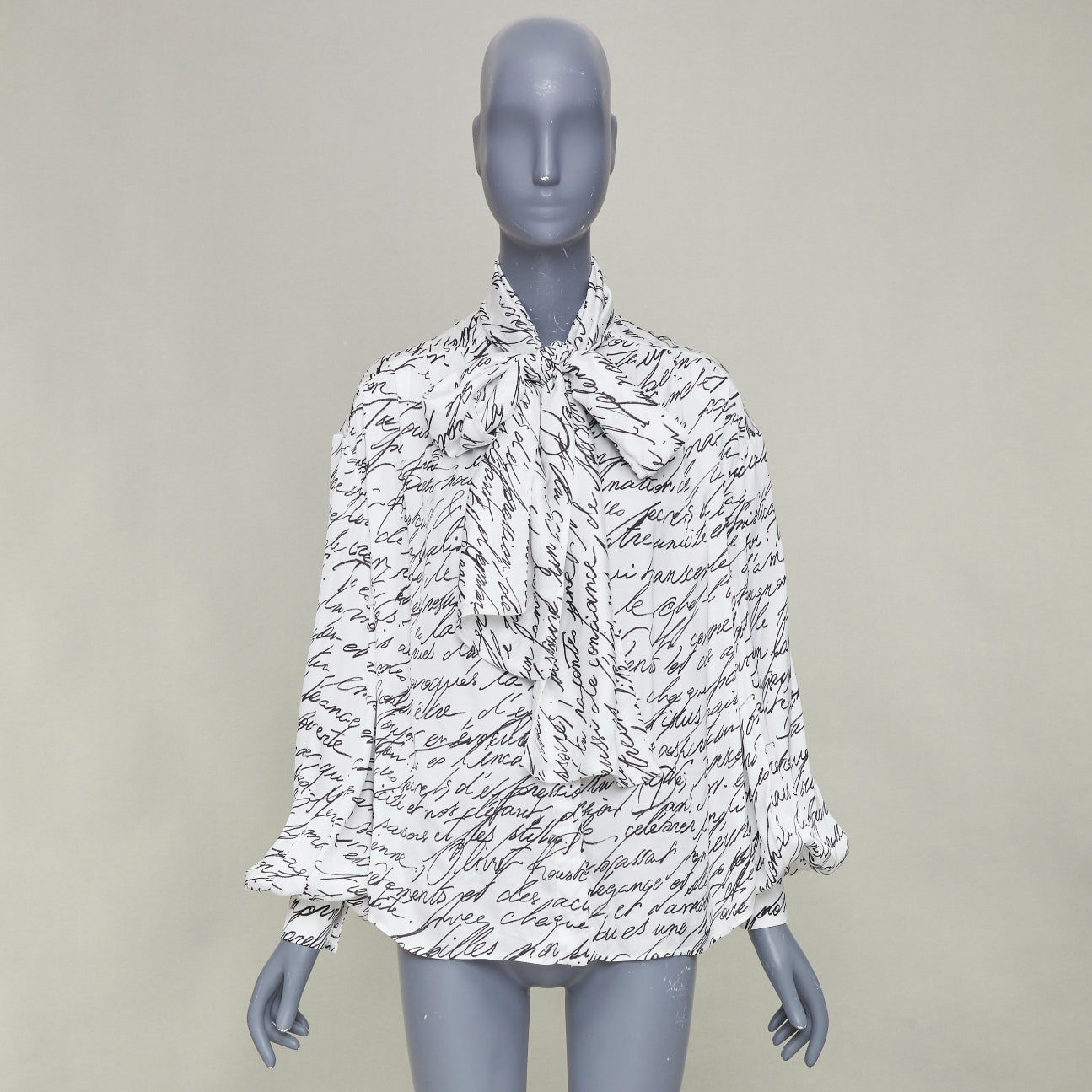 Women's Balmain Love Letter Print pussybow blouse