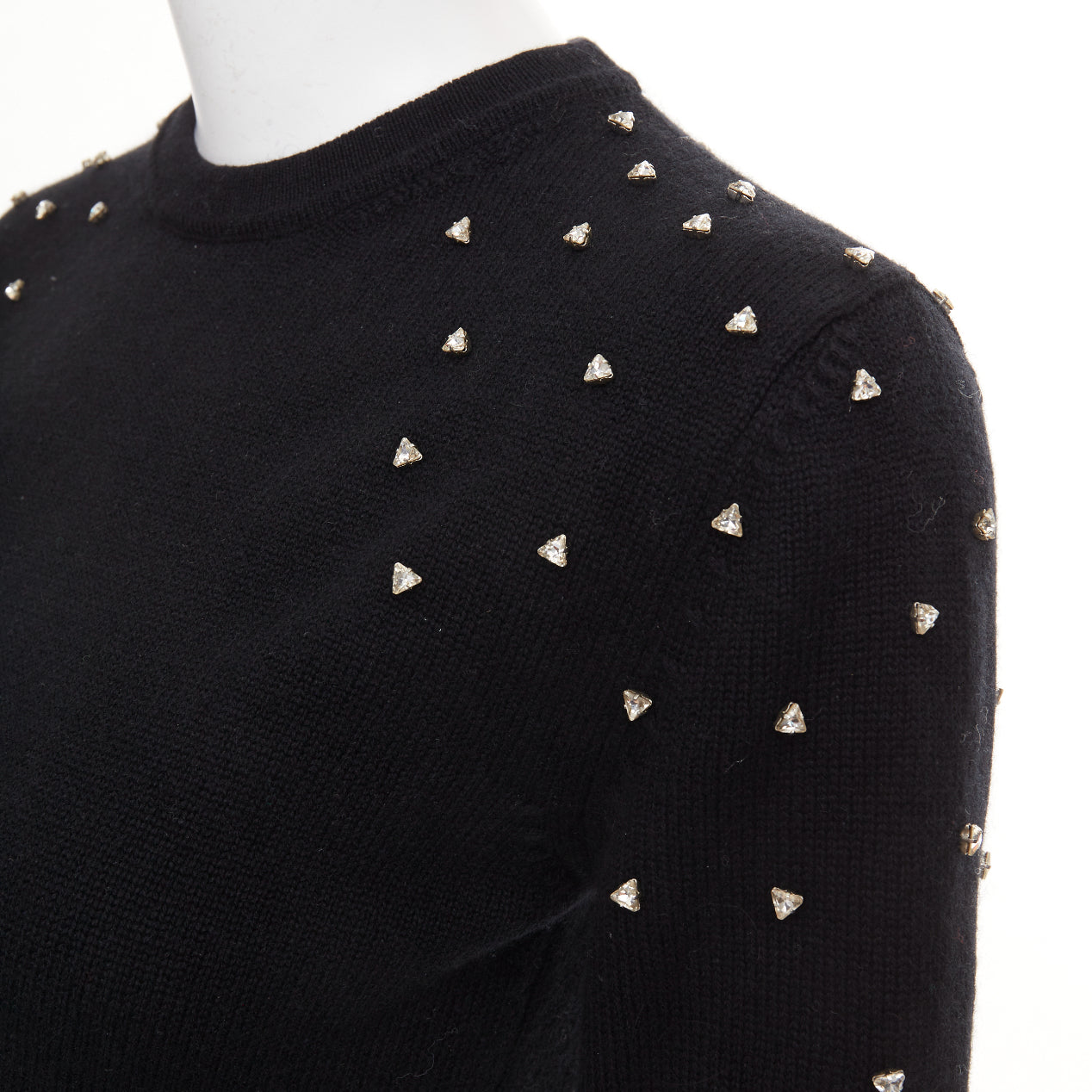 Women's Saint Laurent cashmere crystal embellished crew sweater