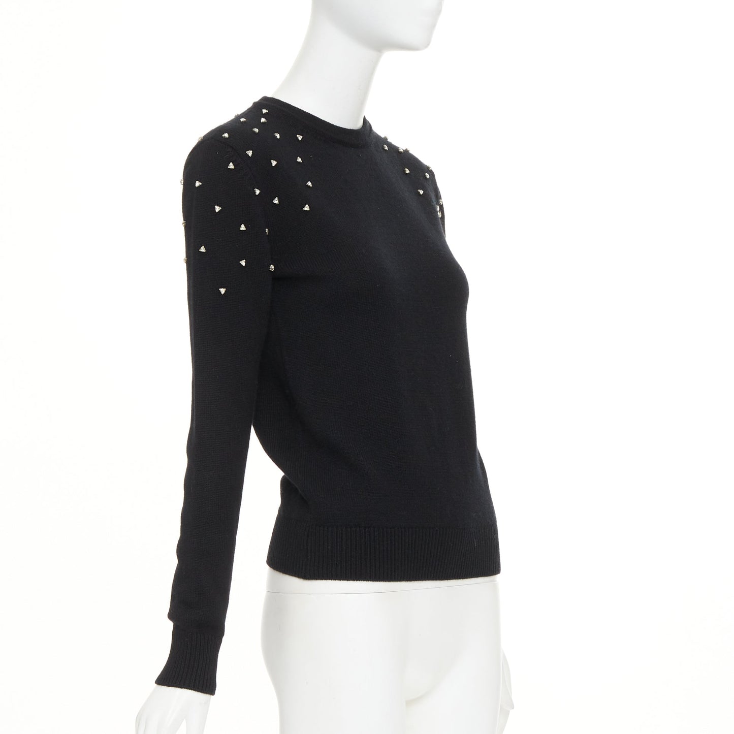 Women's Saint Laurent cashmere crystal embellished crew sweater