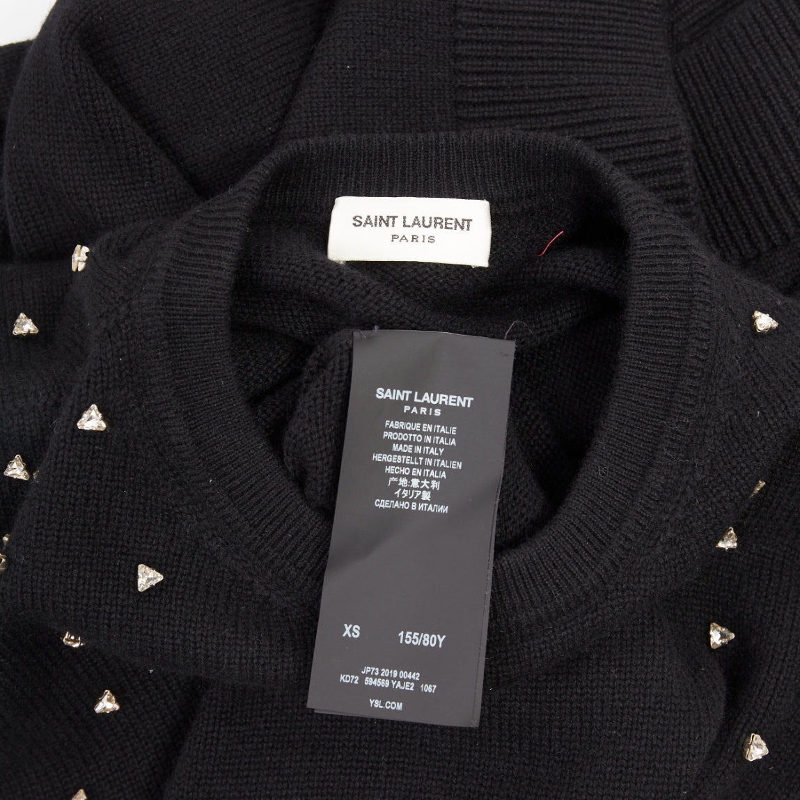 Women's Saint Laurent cashmere crystal embellished crew sweater