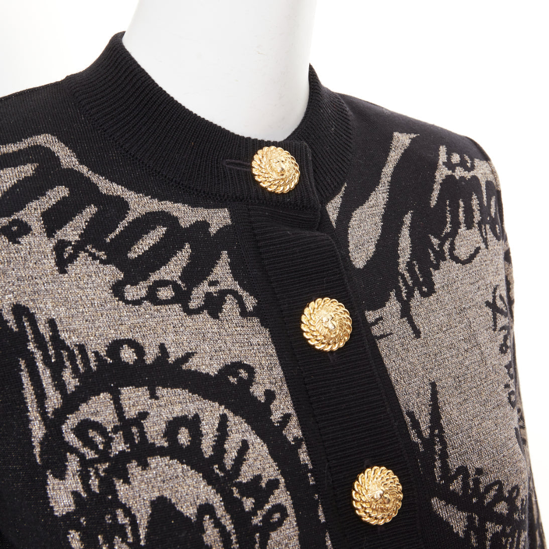 Women's Balmain wool blend metallic graphic cardigan
