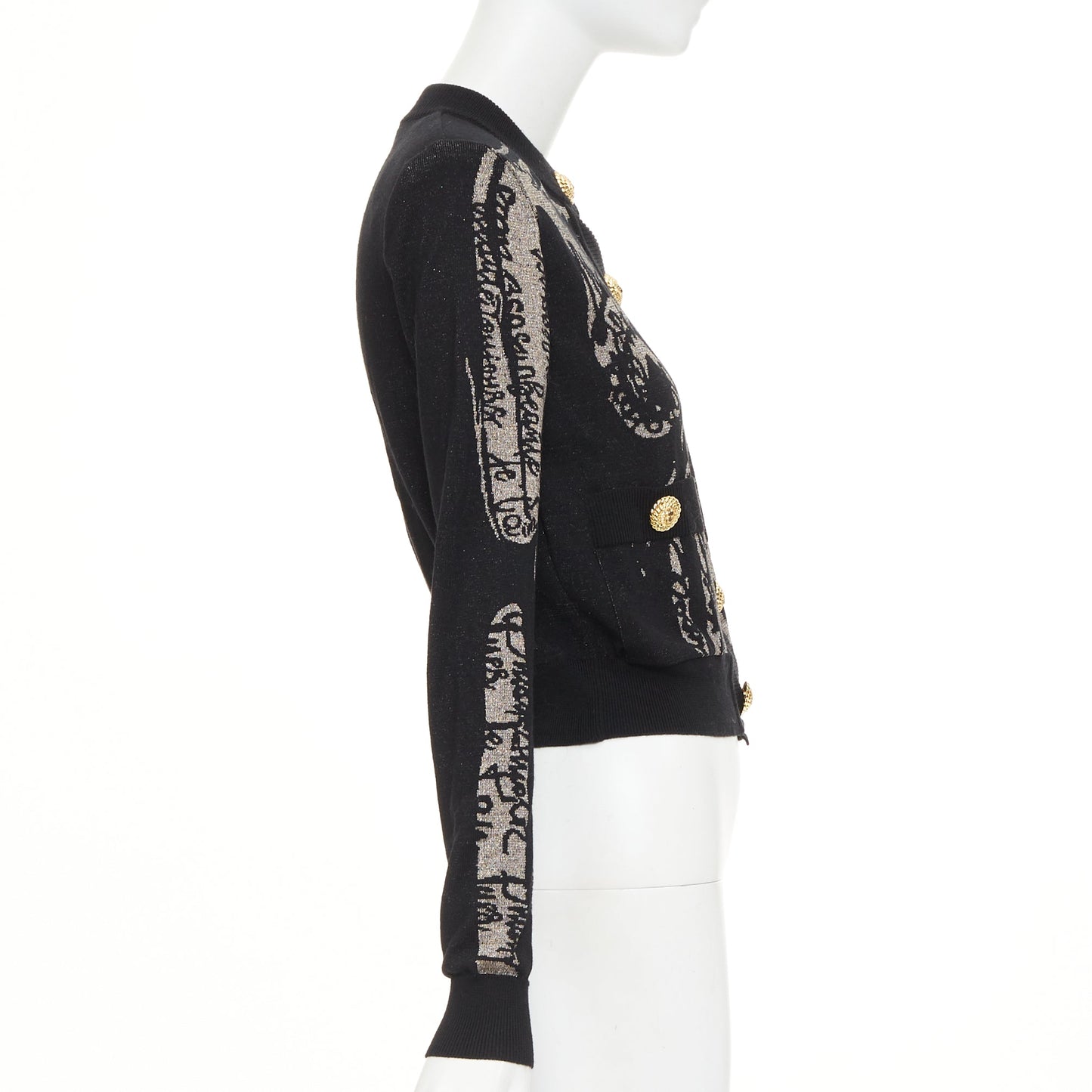 Women's Balmain wool blend metallic graphic cardigan