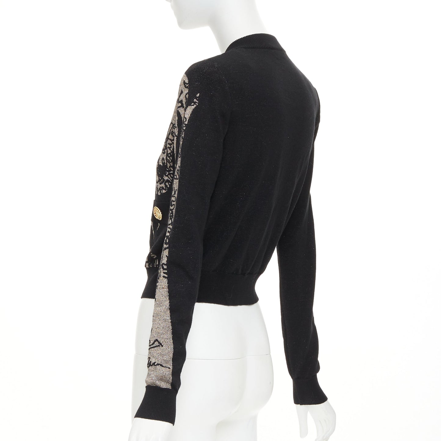 Women's Balmain wool blend metallic graphic cardigan