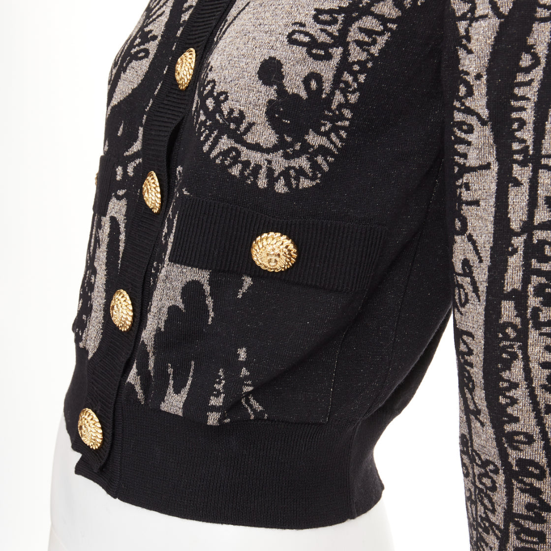 Women's Balmain wool blend metallic graphic cardigan