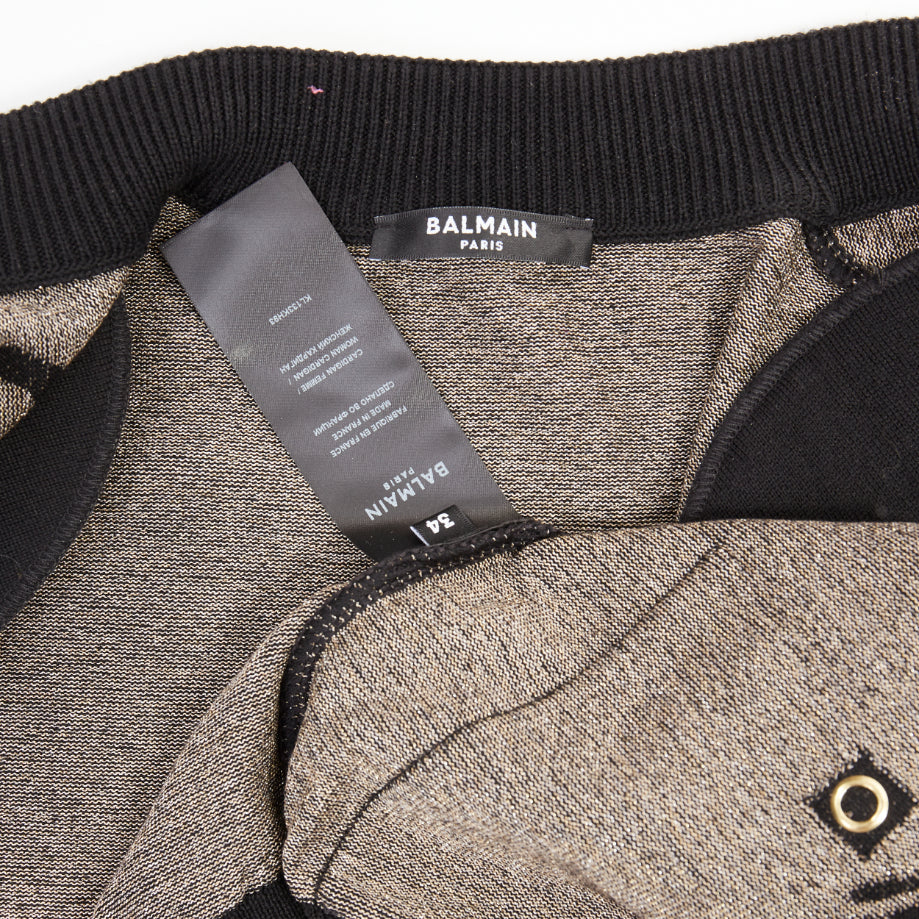 Women's Balmain wool blend metallic graphic cardigan