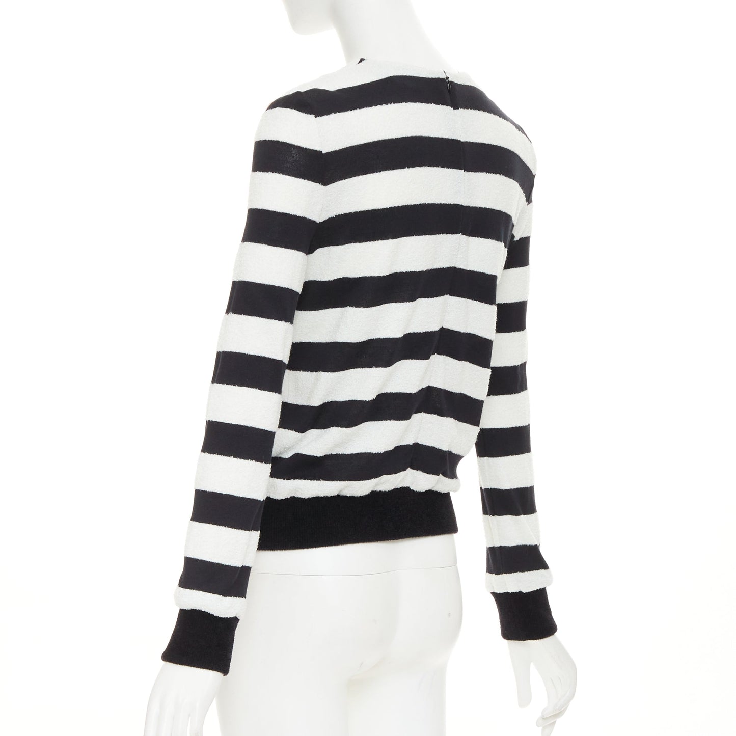 Women's Balmain bold stripes gold lion buttons pullover