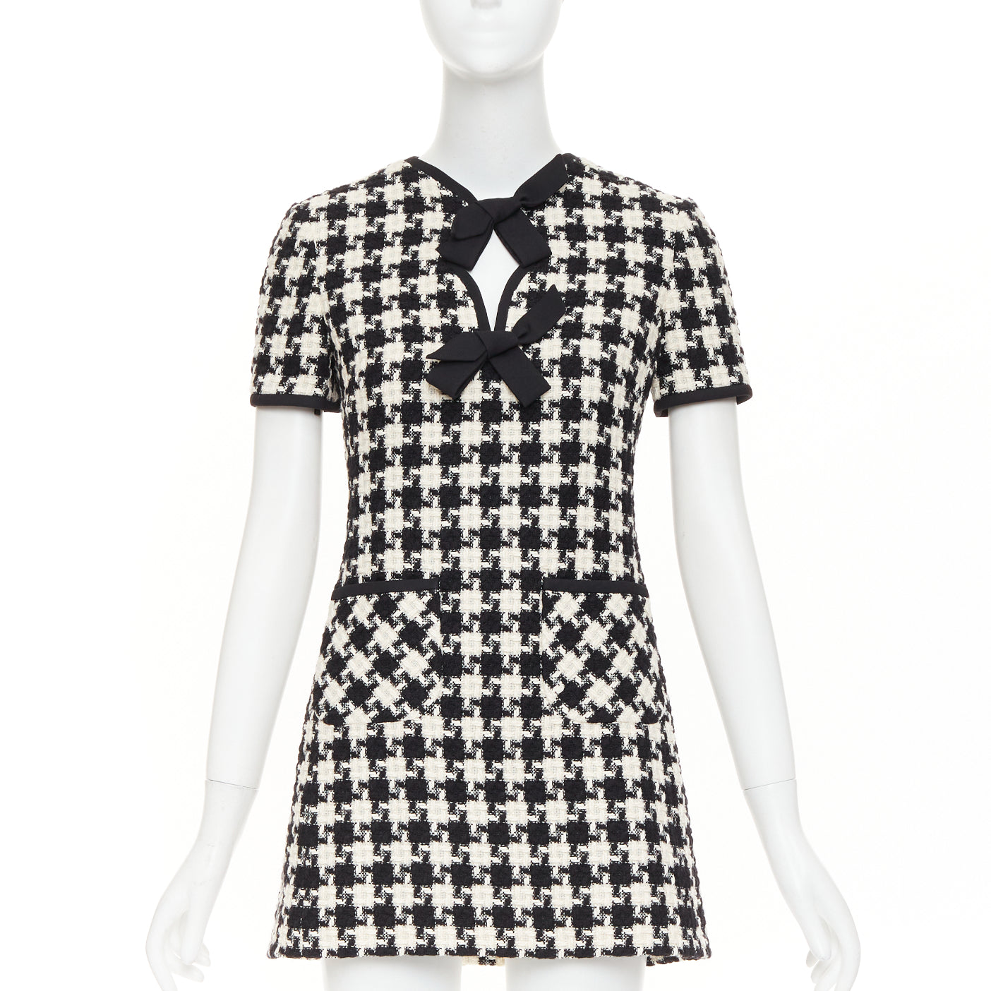 Women's Valentino houndstooth tweed cutout bow mini dress