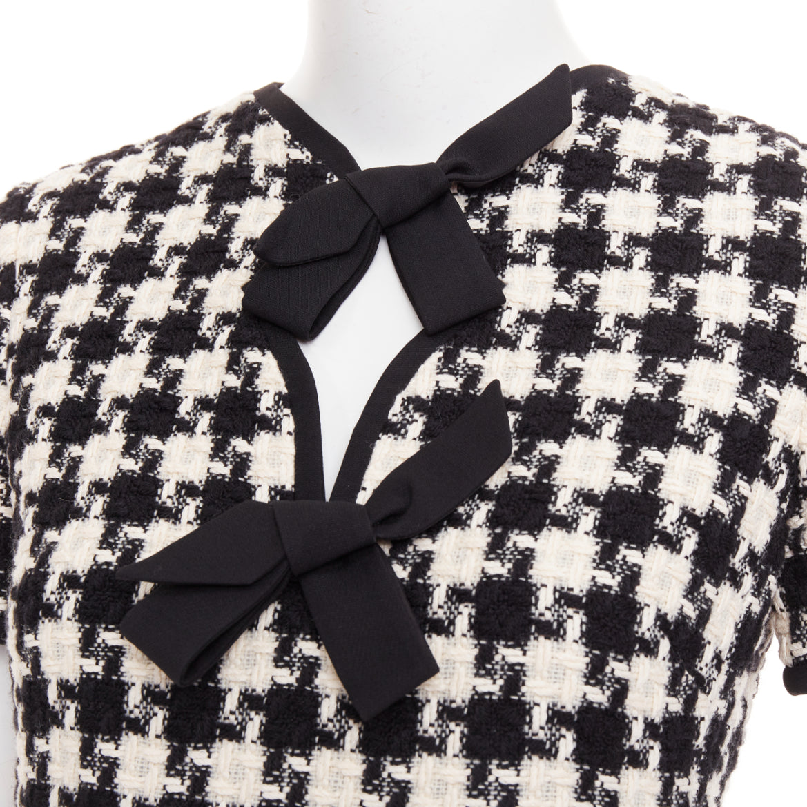 Women's Valentino houndstooth tweed cutout bow mini dress