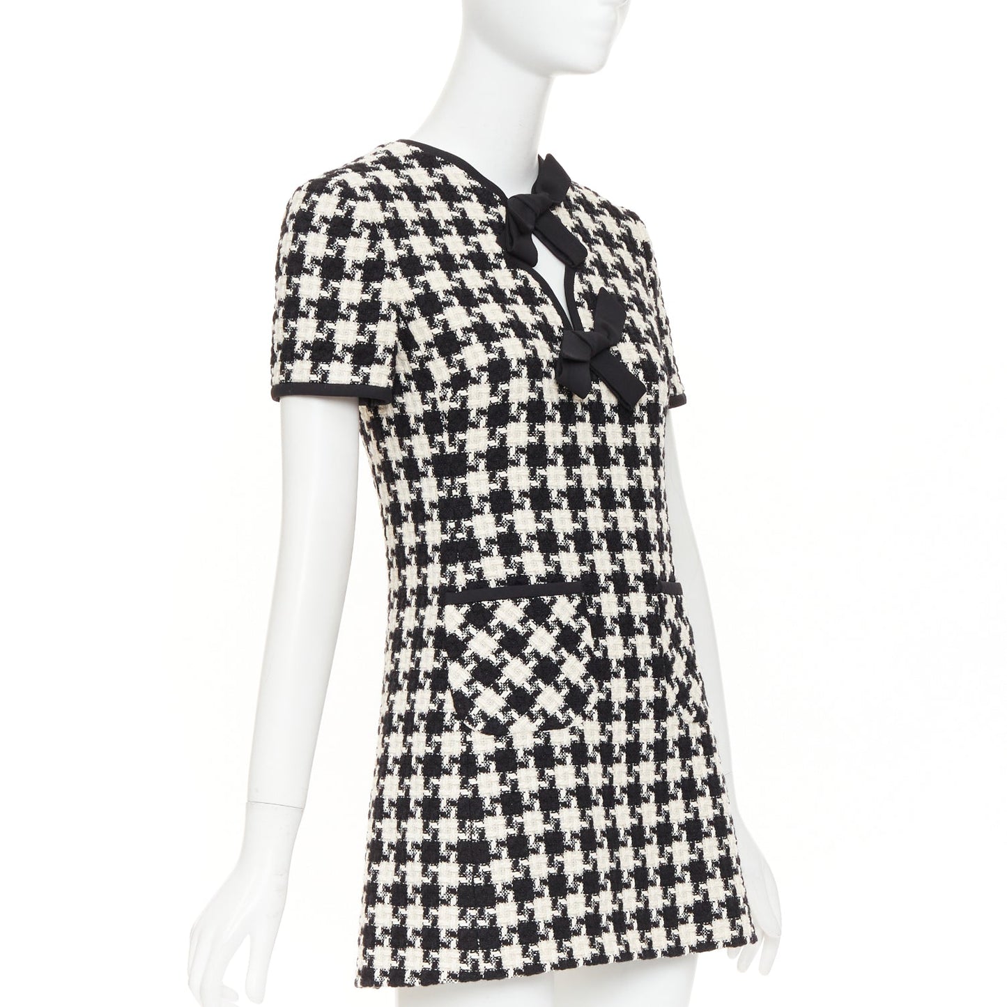 Women's Valentino houndstooth tweed cutout bow mini dress
