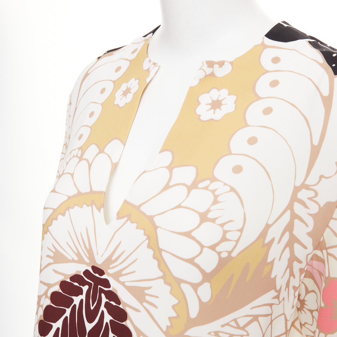 Women's Valentino floral tapestry v neck tunic silk blouse