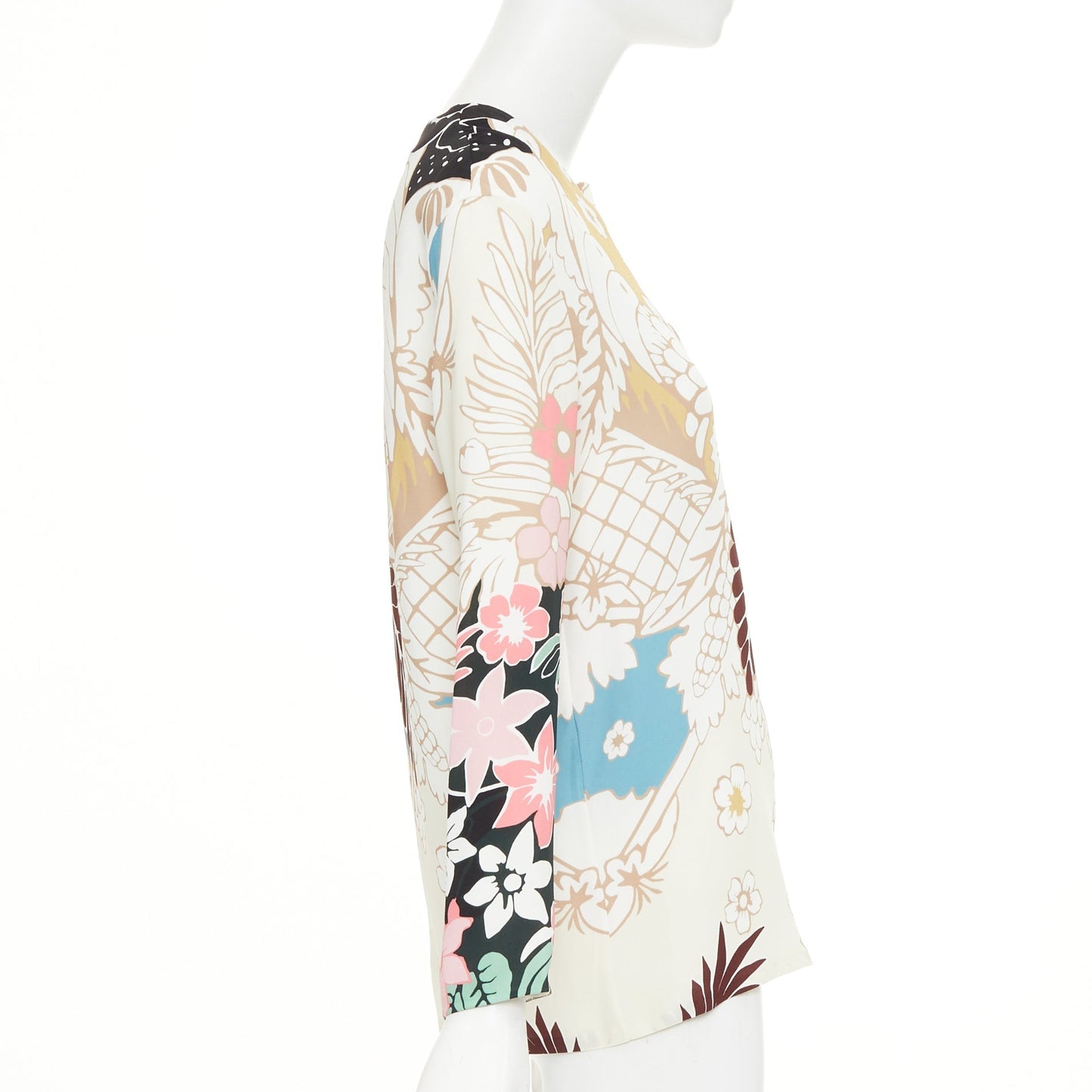 Women's Valentino floral tapestry v neck tunic silk blouse