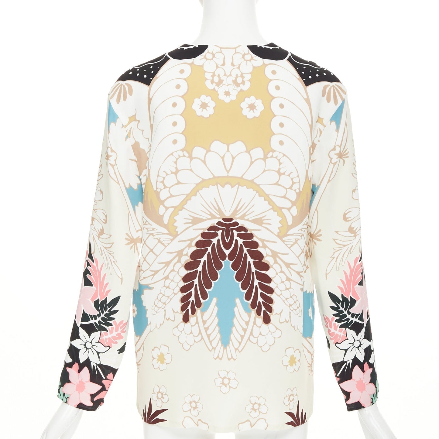 Women's Valentino floral tapestry v neck tunic silk blouse