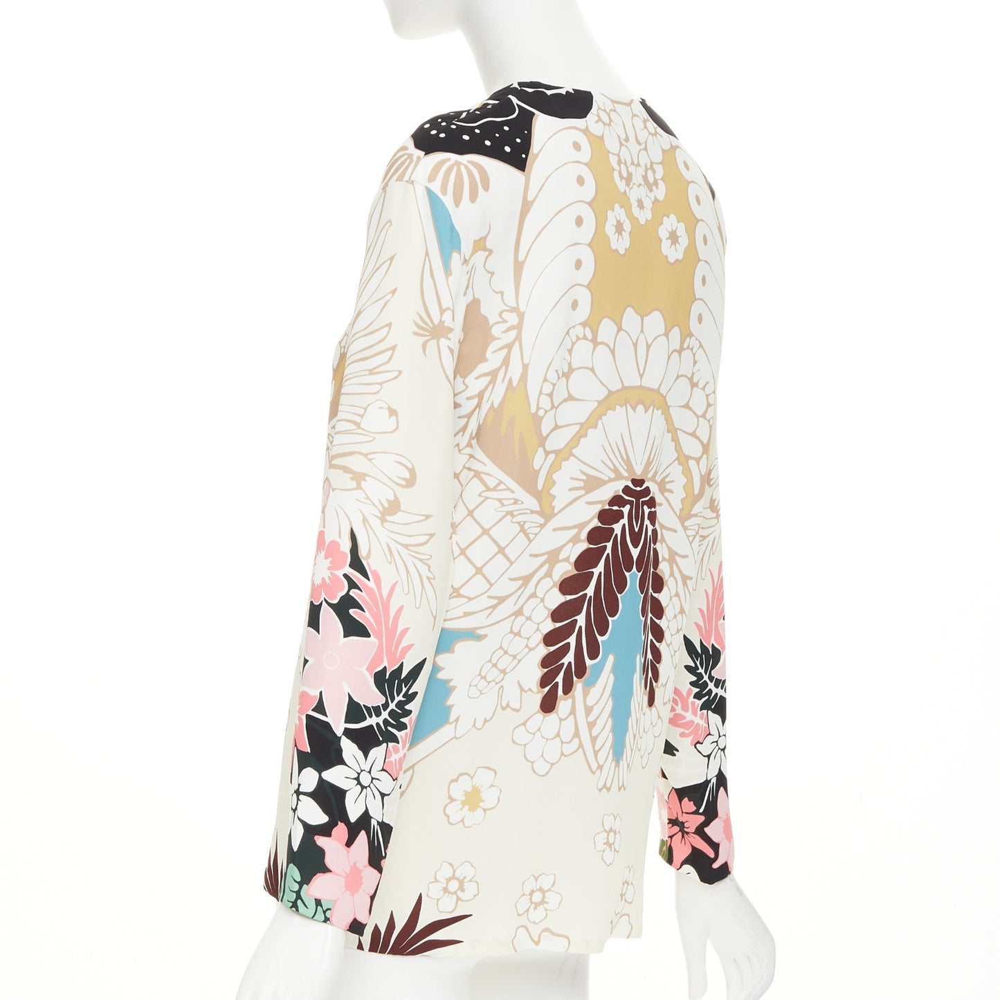 Women's Valentino floral tapestry v neck tunic silk blouse