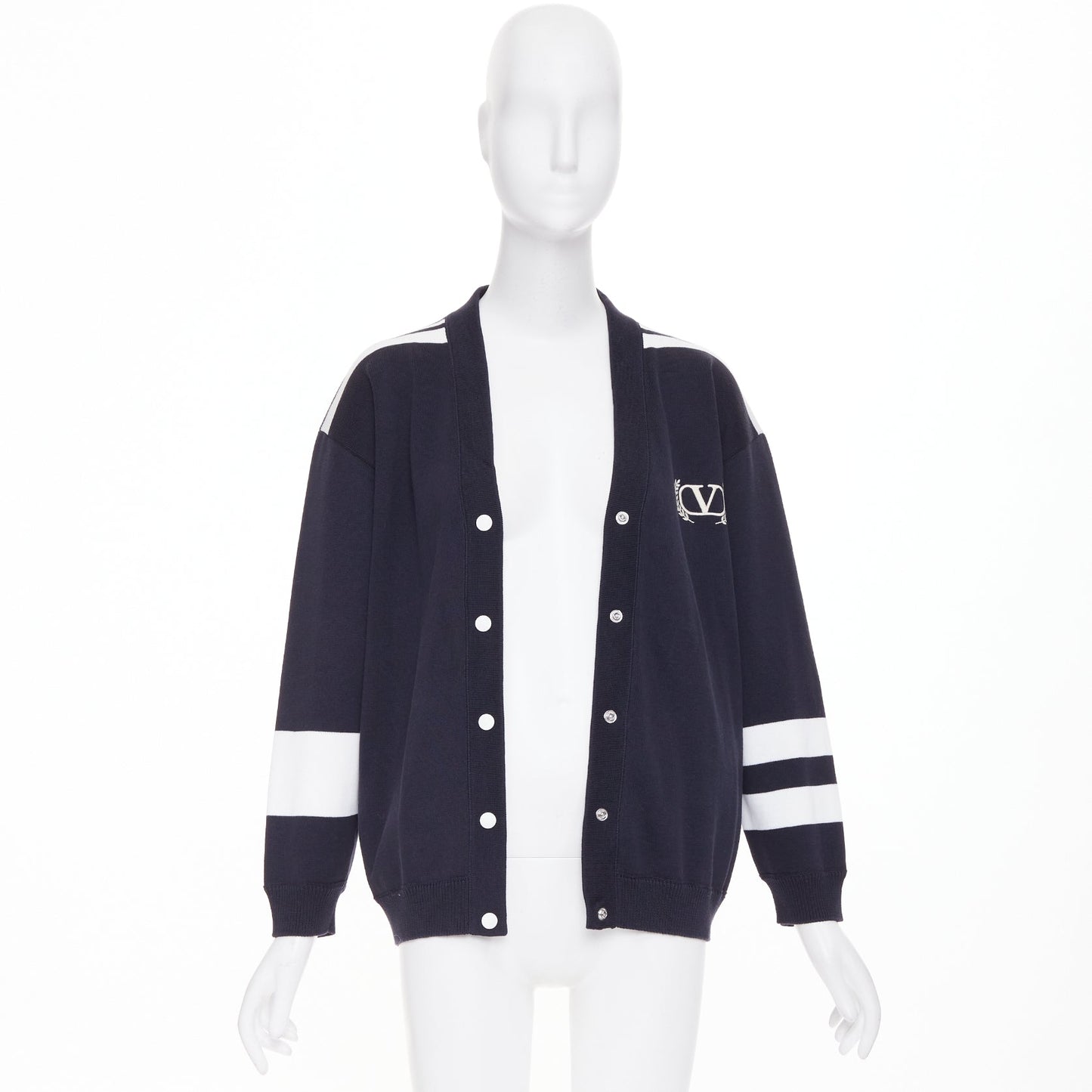 Women's Valentino logo embroidered varsity cardigan