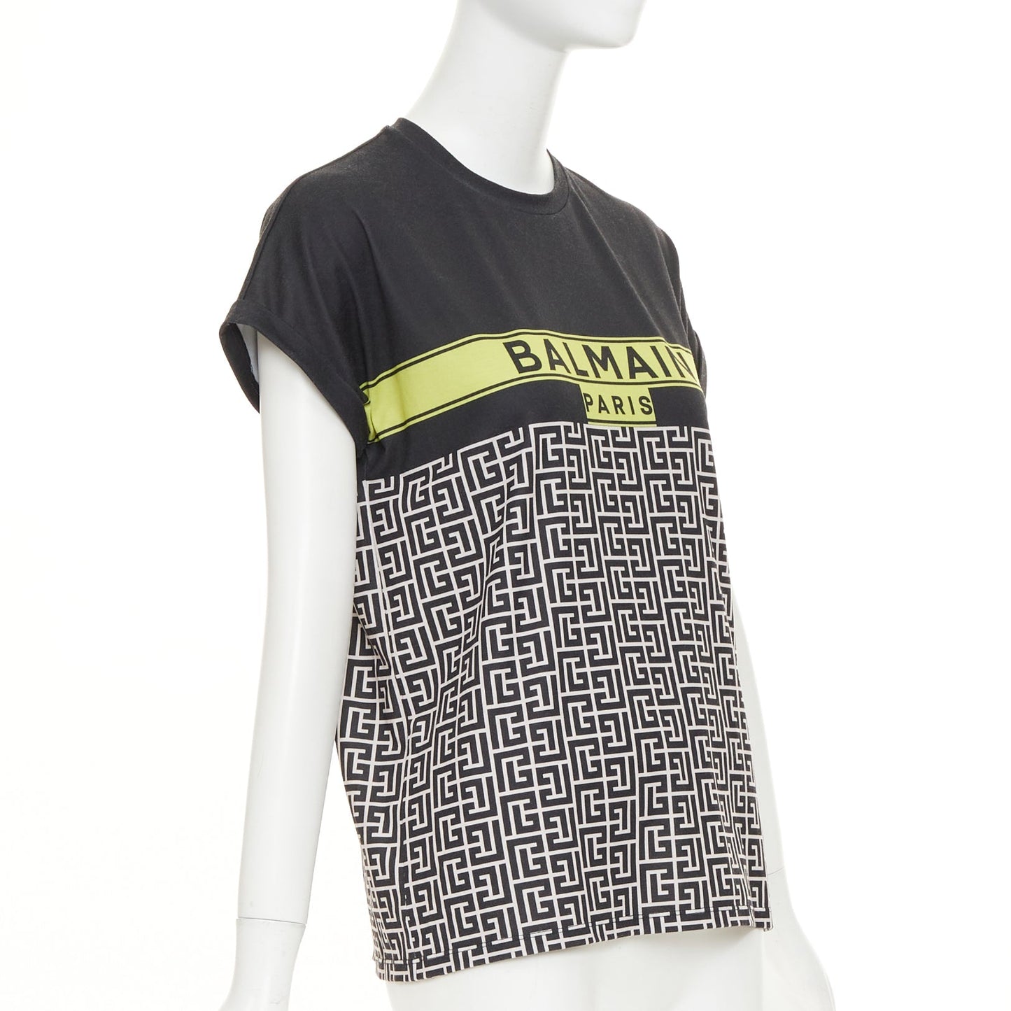 Women's Balmain logo graphic printed rolled sleeves tshirt