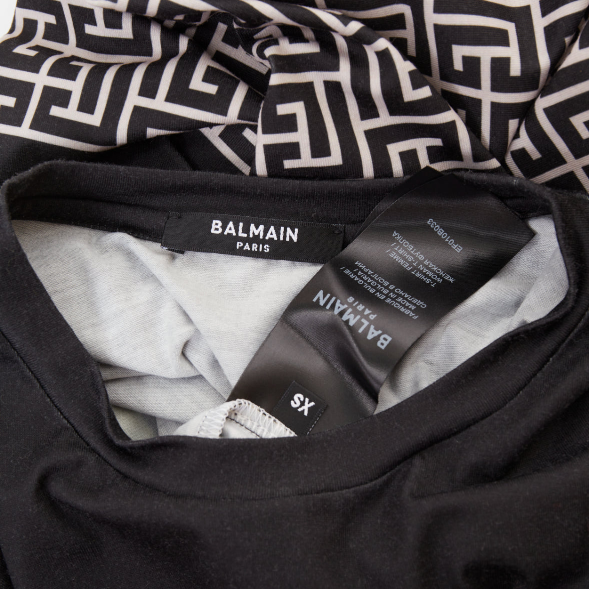 Women's Balmain logo graphic printed rolled sleeves tshirt