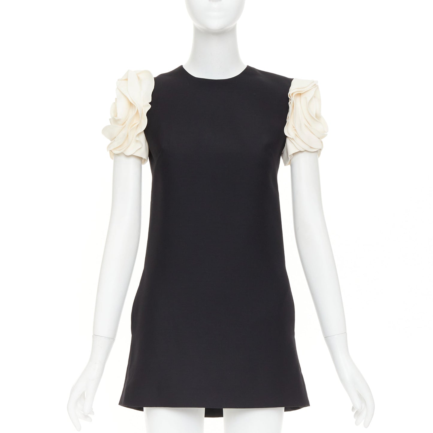 Women's Valentino Crepe Couture rosette floral sleeve dress