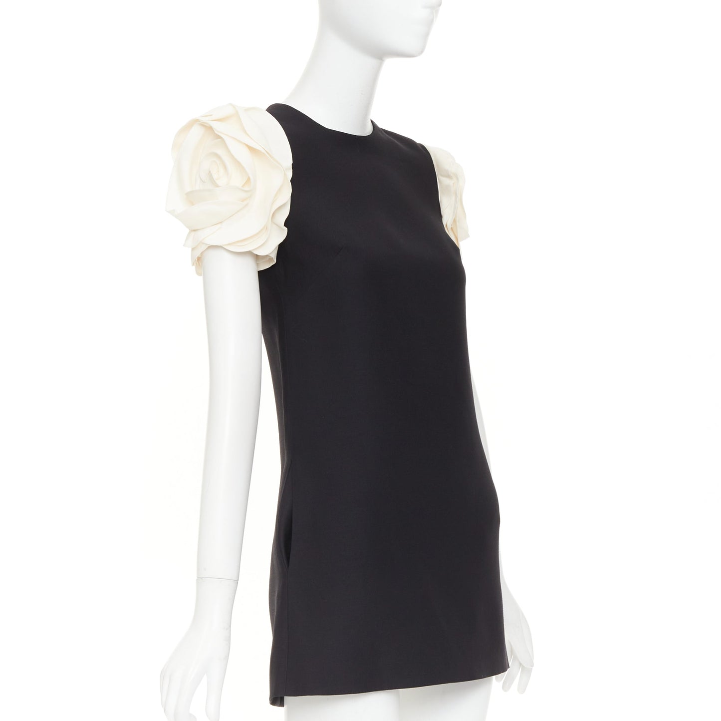 Women's Valentino Crepe Couture rosette floral sleeve dress