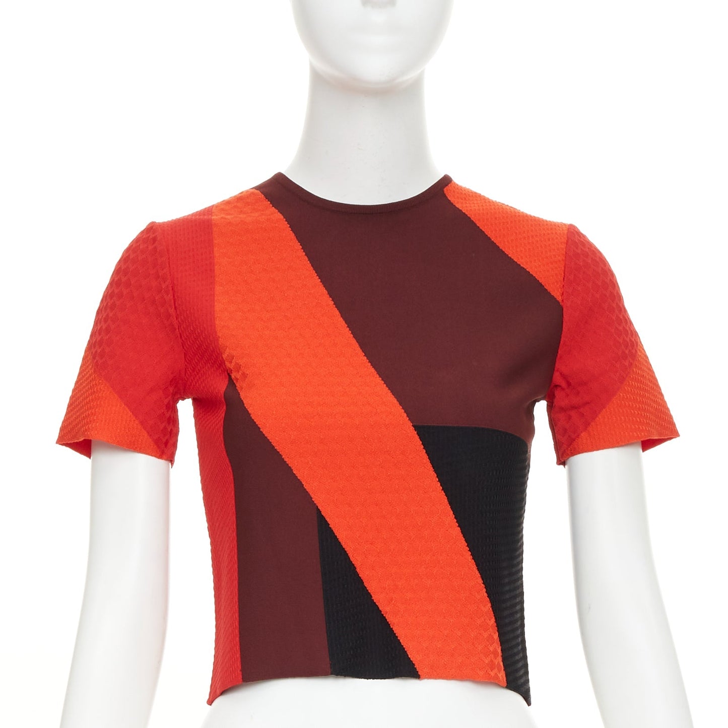 Women's Alexander McQueen colorblock short sleeve crop knit top