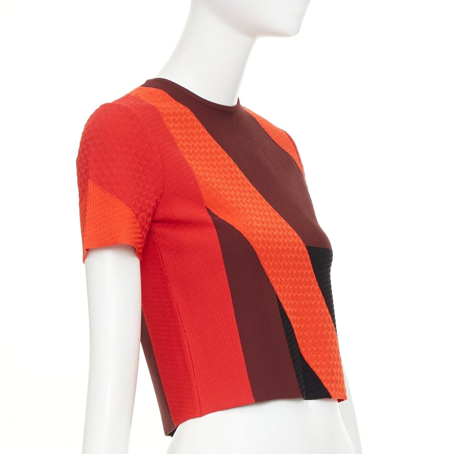 Women's Alexander McQueen colorblock short sleeve crop knit top