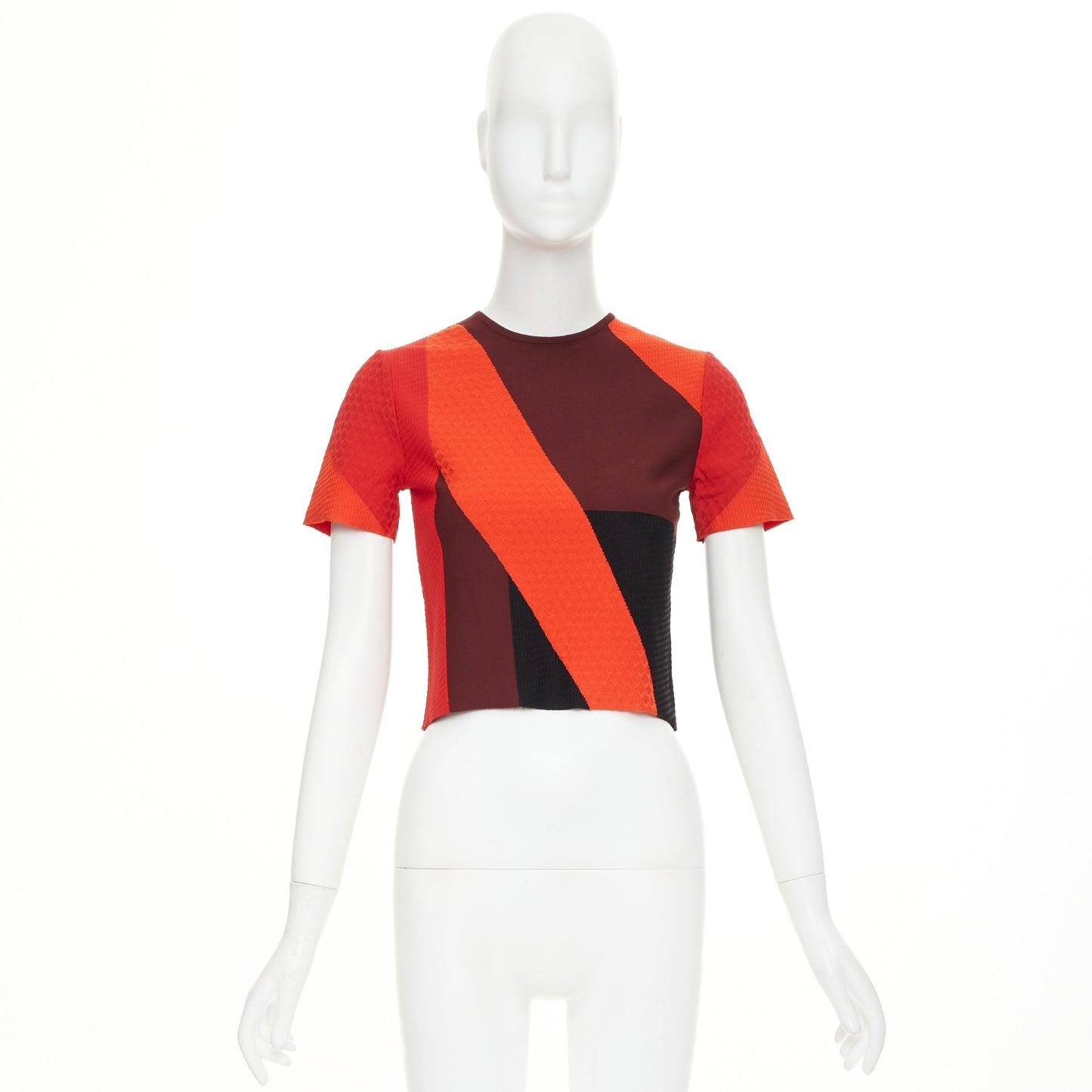 Women's Alexander McQueen colorblock short sleeve crop knit top