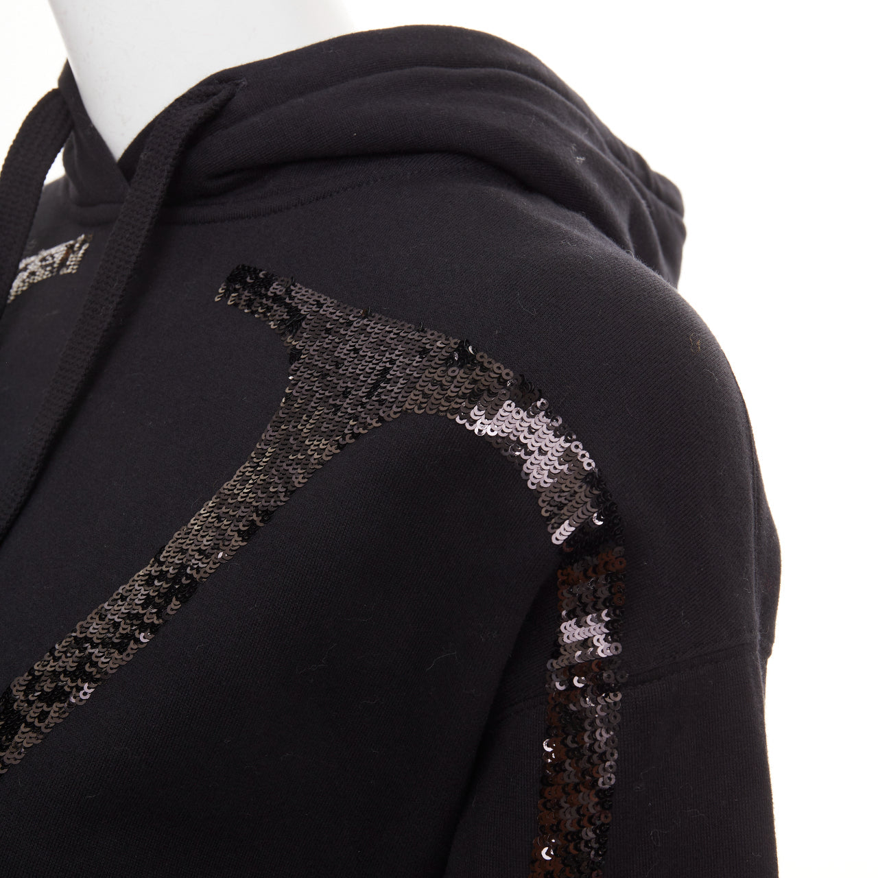 Women's Valentino cotton blend logo sequin cropped hoodie