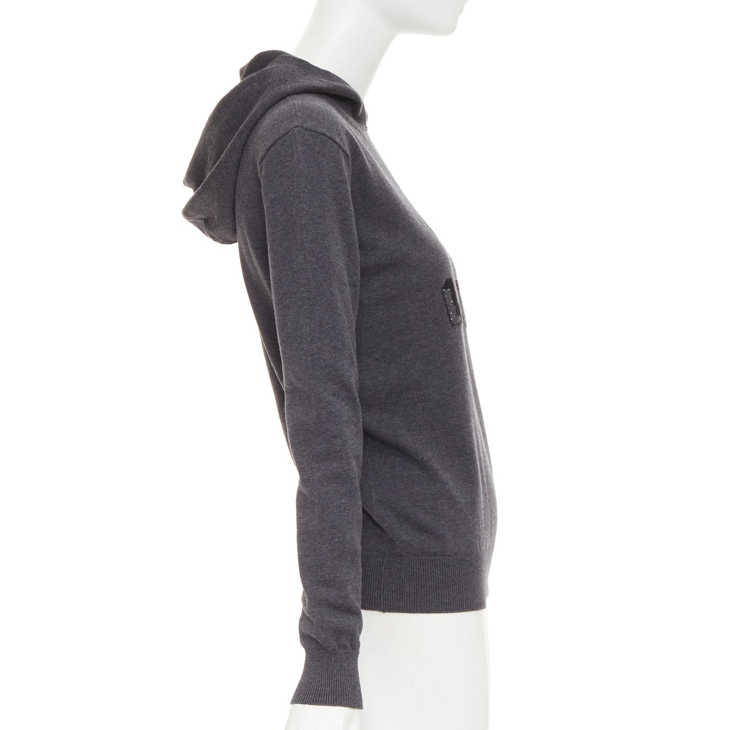 Women's Saint Laurent lightning bolt logo stud hooded sweater