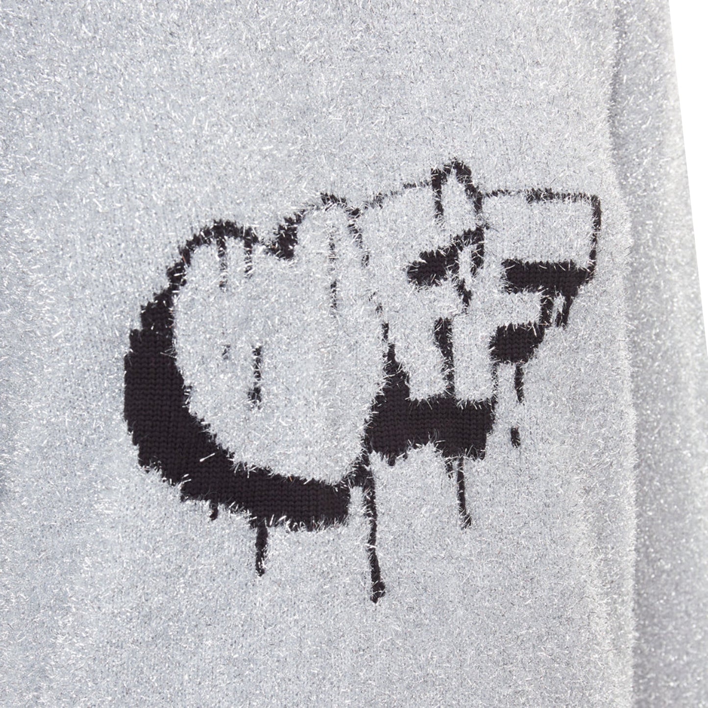Women's Off White Virgil Abloh silver lurex graffiti wide sweater