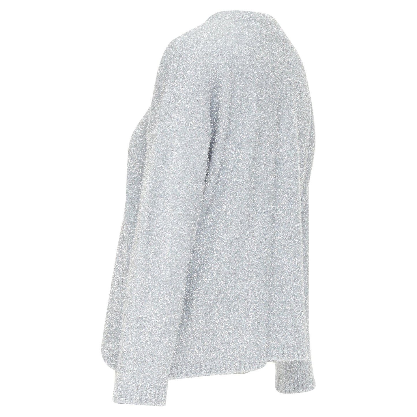 Women's Off White Virgil Abloh silver lurex graffiti wide sweater
