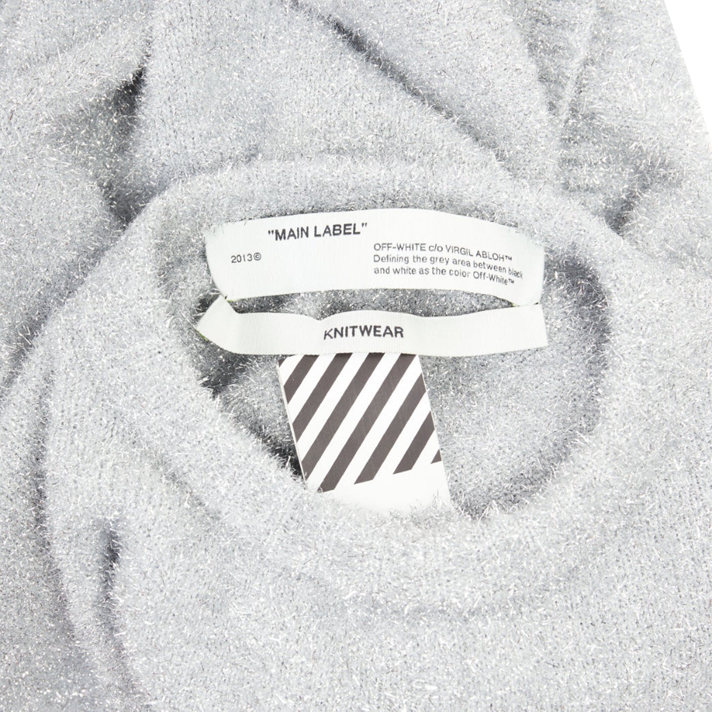 Women's Off White Virgil Abloh silver lurex graffiti wide sweater